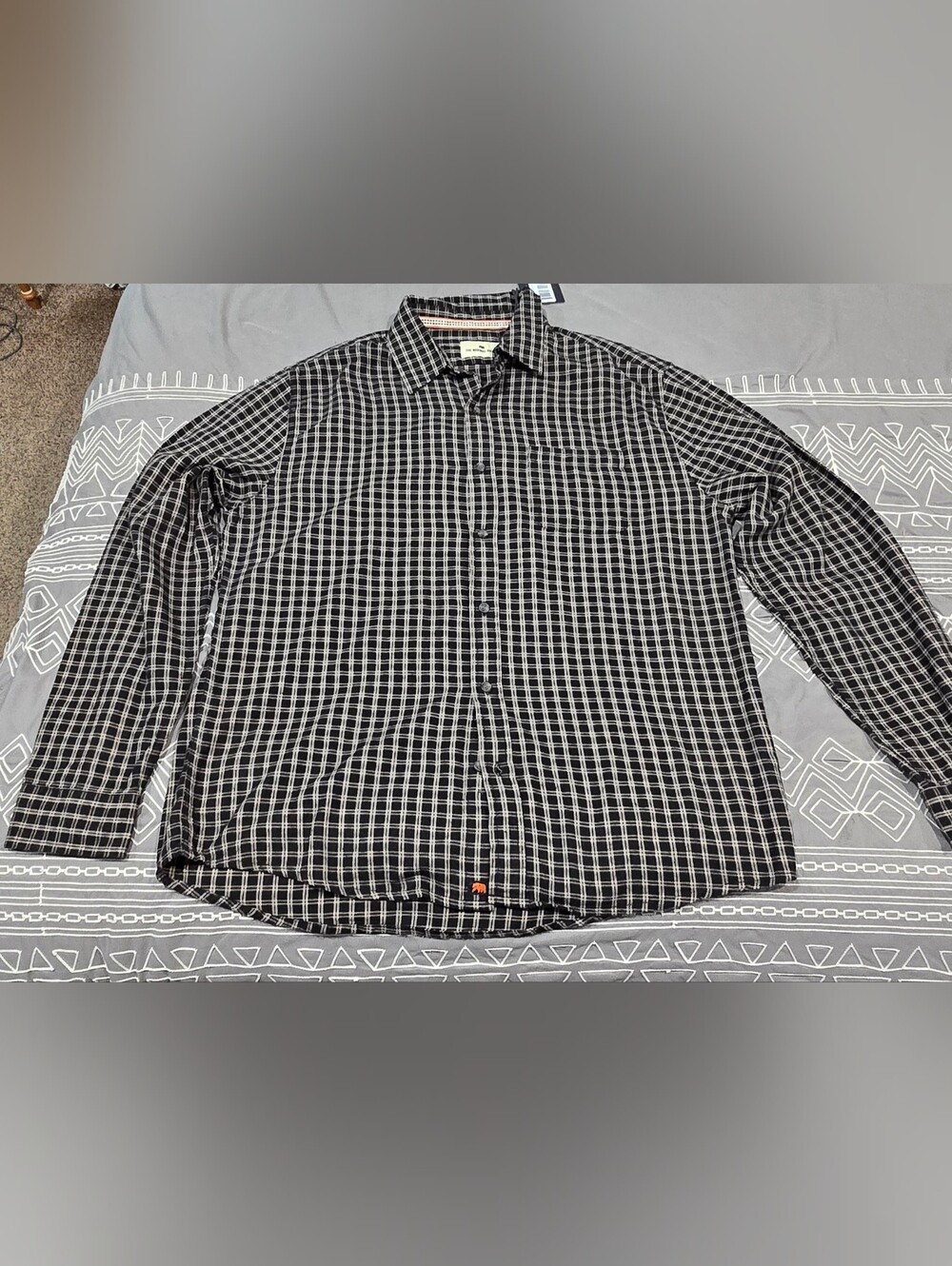 The Normal Brand Nikko Button Up Shirt In Black Plaid Size Large